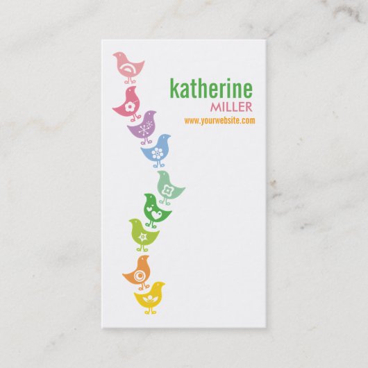 Carte De Visite Balancing Colorful Retro Rainbow Chicks Whimsical (Devant)