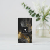 Carte De Visite Balayage Primordial | Design Abstrait Or Noir (Debout devant)