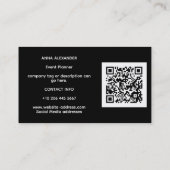 Carte De Visite Balayage Primordial | Design Abstrait Or Noir (Dos)