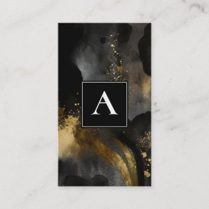 Carte De Visite Balayage Primordial   Design Abstrait Or Noir