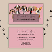 Carte De Visite Balayeuse à chien rose roux Sitter Moderne Profess