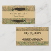 Carte De Visite Baleine antique Vie marine (Devant / Derrière)