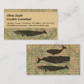 Carte De Visite Baleine antique Vie marine (Devant / Derrière)