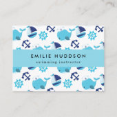 Carte De Visite Baleines Bleues, Instructeur de natation, Entraîne (Devant)