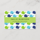 Carte De Visite Baleines mignonnes, Instructeur de natation, Entra (Devant)