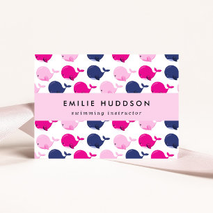 Carte De Visite Baleines mignonnes, Instructeur de natation, Entra