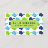 Carte De Visite Baleines mignonnes, Instructeur de natation, Entra (Devant)