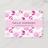 Carte De Visite Baleines roses, Instructeur de natation, Entraîneu (Devant)
