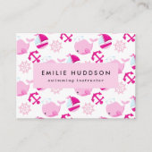 Carte De Visite Baleines roses, Instructeur de natation, Entraîneu (Devant)