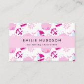 Carte De Visite Baleines roses, Instructeur de natation, Entraîneu (Devant)