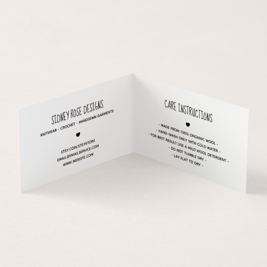 Carte De Visite Balise Coeur mignon fait avec l'amour Hang (Intérieur)