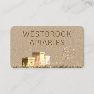 Carte De Visite Balise d'abeilles Kraft avec coeur d'or et abeille