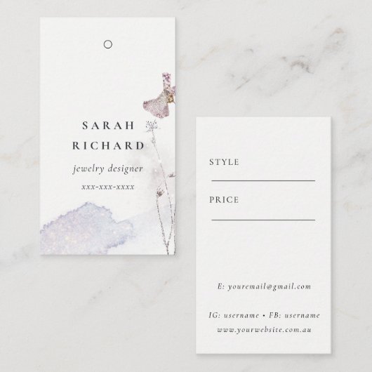 Carte De Visite Balise de prix simple minimal pour parties scintil (Devant / Derrière)