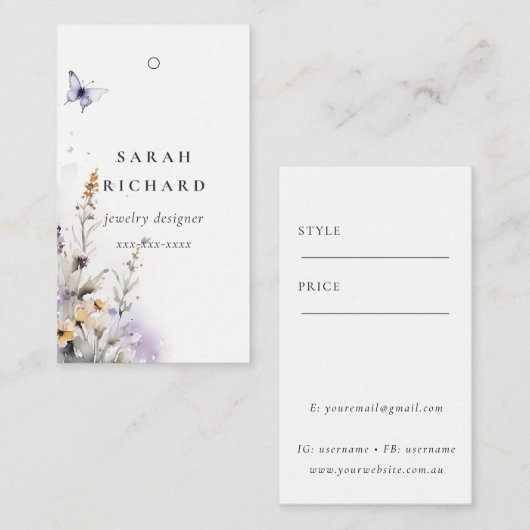 Carte De Visite Balise de prix simple pour le fleur sauvage Lilac  (Devant / Derrière)