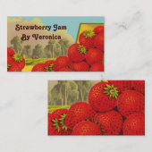 Carte De Visite Balise Retro Strawberry Art Recette Modèle Busines (Devant / Derrière)