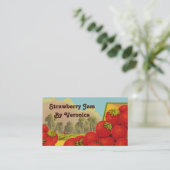 Carte De Visite Balise Retro Strawberry Art Recette Modèle Busines (Debout devant)