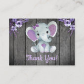 Carte De Visite Balises de petit Merci avec Eléphant de texte viol (Dos)