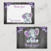 Carte De Visite Balises de petit Merci avec Eléphant de texte viol (Devant / Derrière)