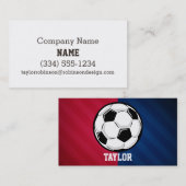 Carte De Visite Balle de football ; rouge, blanc et bleu (Devant / Derrière)