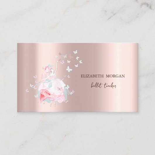 Carte De Visite Ballerina Butterflies Rose Gold (Devant)