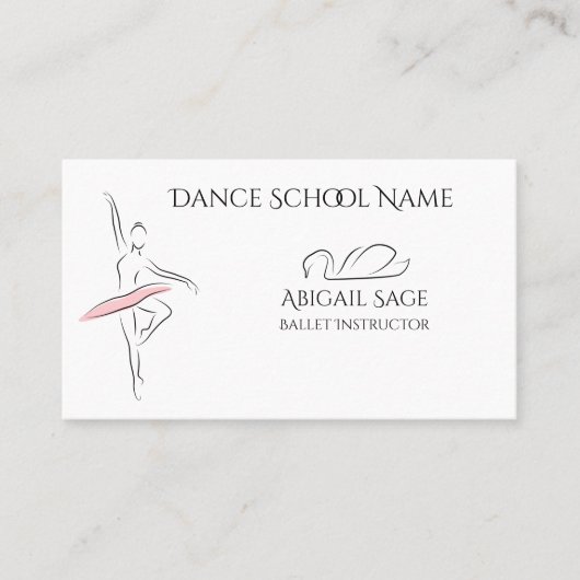 Carte De Visite Ballet Dance Ballerina et Swan Professional (Devant)