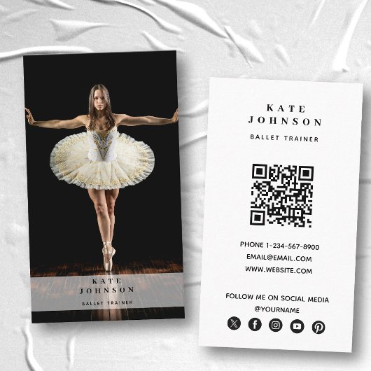 Carte De Visite Ballet Trainer Dancer Photo Médias sociaux QR Code