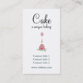 Carte De Visite Ballon rose lunatique et petit gâteau de gâteau (Dos)