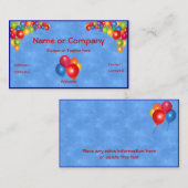 Carte De Visite Ballons colorés en bleu (Devant / Derrière)