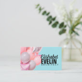 Carte De Visite Ballons d'anniversaire rose à la menthe (Debout devant)