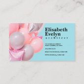 Carte De Visite Ballons d'anniversaire rose à la menthe (Dos)