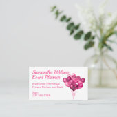 Carte De Visite Ballons de coeur rose (Debout devant)