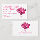 Carte De Visite Ballons de coeur rose (Devant / Derrière)