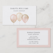 Carte De Visite Ballons de Parties scintillant rose et or amusants (Devant / Derrière)