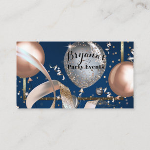 Carte De Visite Ballons d'or Rose Navy Blue Party