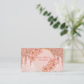 Carte De Visite Ballons d'or rose Planificateur de fête Chic Conte (Debout devant)