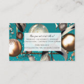 Carte De Visite Ballons dorés Bleu-vert Turquoise Noir Organisateu (Dos)