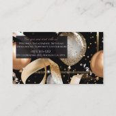 Carte De Visite Ballons Dorés Chic Fête Événementiel Noir (Dos)