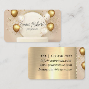 Carte De Visite Ballons Dorés de Luxe Anniversaire Premium