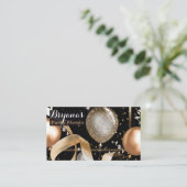 Carte De Visite Ballons Dorés Élégants Planificateur de Fête Noire (Debout devant)