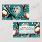 Carte De Visite Ballons dorés sarcelle turquoise noir organisateur (Devant / Derrière)