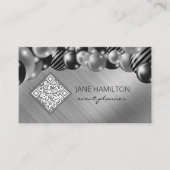 Carte De Visite Ballons élégants QR Code Argent (Devant)