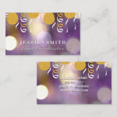 Carte De Visite Ballons et Confetti de Parties scintillant d'or (Devant / Derrière)
