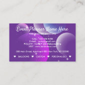 Carte De Visite Ballons Événement Fête Planner Décoration pourpre (Dos)