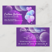 Carte De Visite Ballons Événement Fête Planner Décoration pourpre (Devant / Derrière)