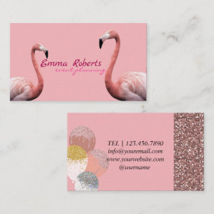 Carte De Visite Ballons Flamant Rose Planification d'événements mo