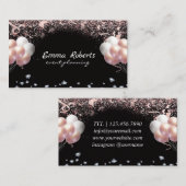 Carte De Visite Ballons noirs rose argent Planification moderne de (Devant / Derrière)