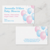 Carte De Visite Ballons rose et bleu (Devant / Derrière)