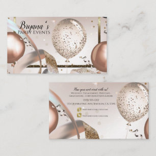 Carte De Visite Ballons Rose Gold et Paillettes Fête Médias Sociau