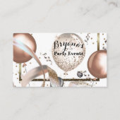 Carte De Visite Ballons rose Parties scintillant or Planner White (Devant)