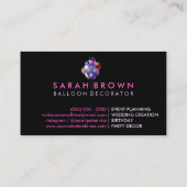 Carte De Visite Ballons rose parties scintillant pour la planifica (Dos)